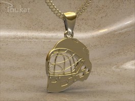 Přívěsek florbalová maska žlutá