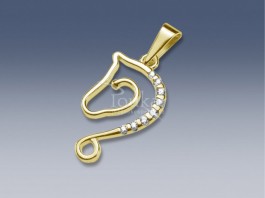 SAZ 05 - Zlatý přívěsek Hlava koně se zirkony STAR